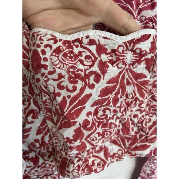 Heidi Carey 100% Cotton 2 Pc Pajama Set Scalloped Trim Red & White Sz Small - Picture 2 of 5